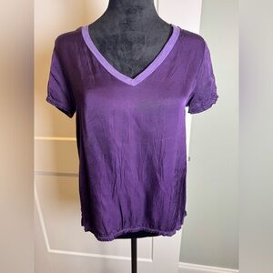 Nation LTD purple June sateen contrast trim Blouse V-neck